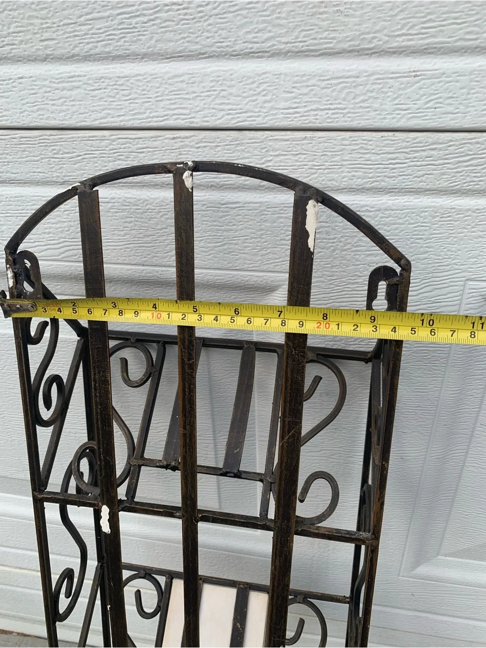 Vintage Wrought Iron Wall Rack 3 Tier Shelf Fruit Tile Mail Magazine Organizer